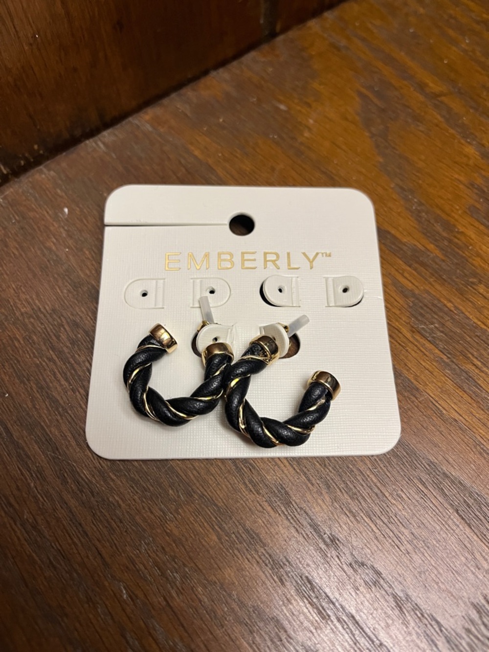 Kohl's Emberly Black and Gold Twisted Hoop Earrings